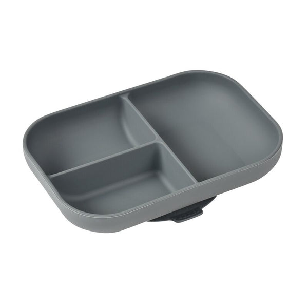 Beaba Divided silicone plate - Mineral Grey - Dezine Kids