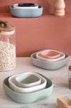 Beaba Silicone 3 piece nesting bowl set - Sage Green - Dezine Kids