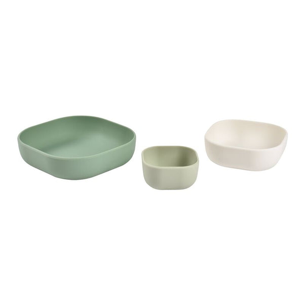 Beaba Silicone 3 piece nesting bowl set - Sage Green - Dezine Kids