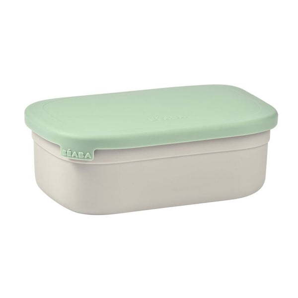 Beaba Stainless Steel Lunch Box with Silicone Lid, Removable Silicone Dividers Make 1-3 Compartments - Velvet Grey/ Sage Green