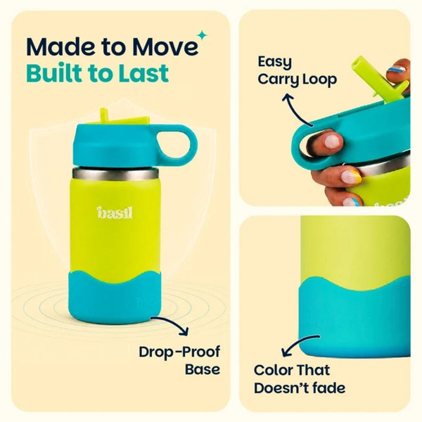 Basil Insulated Stainless steel Sipper with Loop Handle- Lagoon