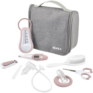 Beaba Grooming Kit - Hanging Toiletry Pouch with 9 Accessories - Pink