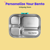 Basil 4 Compartment Stainless steel Lunchbox with Plastic lid - Teal Garden