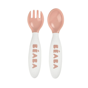Beaba 2nd Stage Ergonomic Cutlery Set 2 Pieces - Vintage Pink