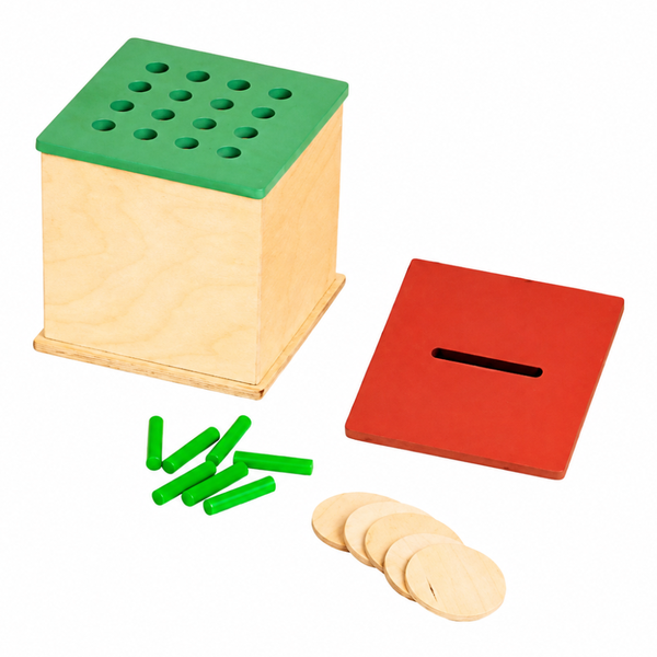 Curious Cub Coin & Peg Box Wooden Montessori Learning Toy - Dezine Kids