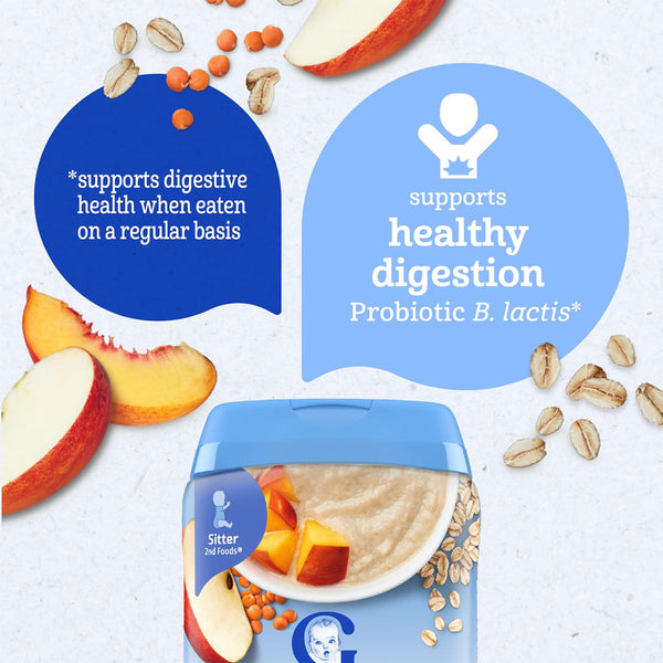 Gerber Cereal for Sitters, 6+ months - Oatmeal Lentil Peach Apple