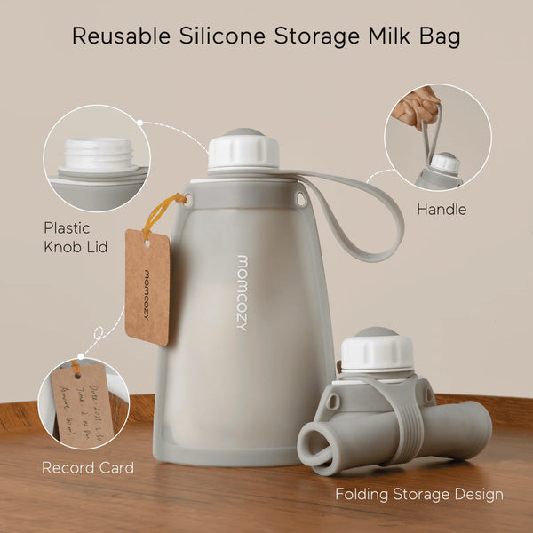 Momcozy Silicone Milk Storage Bags 2pcs, 260 ml, Maternity Accessory - Purple and White