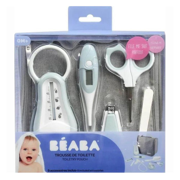 Beaba Grooming Kit - Hanging Toiletry Pouch with 9 Accessories - Blue - Dezine Kids