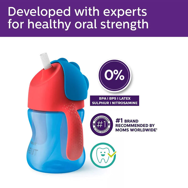 Philips Avent Bendy Twin Handle Straw Cup 200 ml - Blue