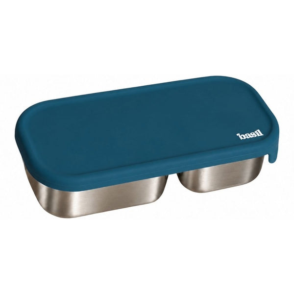 Basil Stainless Steel 2 Compartment Pickle & Dip Container - Teal