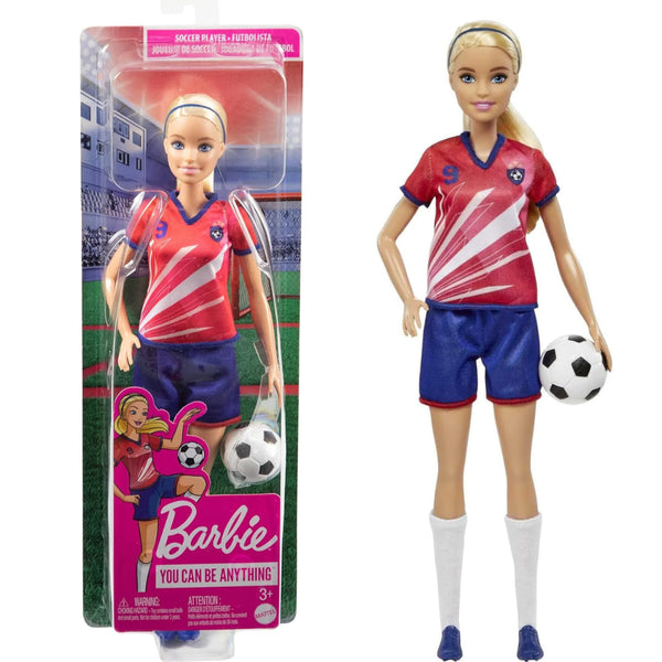 Barbie Soccer Doll, Blonde, #9 Uniform, Soccer Ball, Cleats, Socks - Dezine Kids