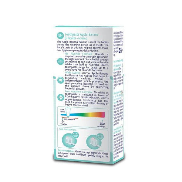 Chicco Tooth Paste Apple Banana No Fluoride (6M to 6Y) - 50 g