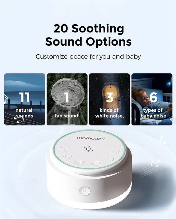 Momcozy Portable Baby Sound Machine, Long Battery Life - Cold Light