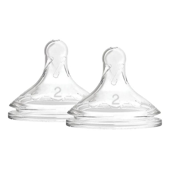 Natural Flow Wide-Neck Baby Bottle Silicone Nipple, 2-Pack