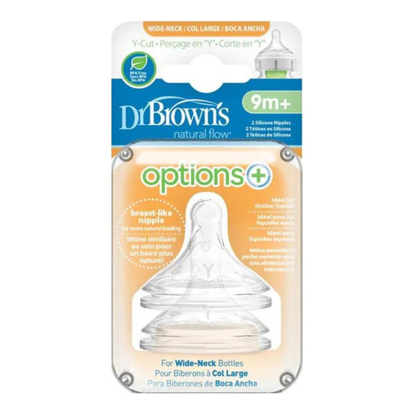 Natural Flow Wide-Neck Baby Bottle Silicone Nipple, 2-Pack