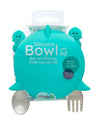 Melii Silicone Bowl With Lid, Spoon & Fork, Airtight & Leakproof Lid - Shark