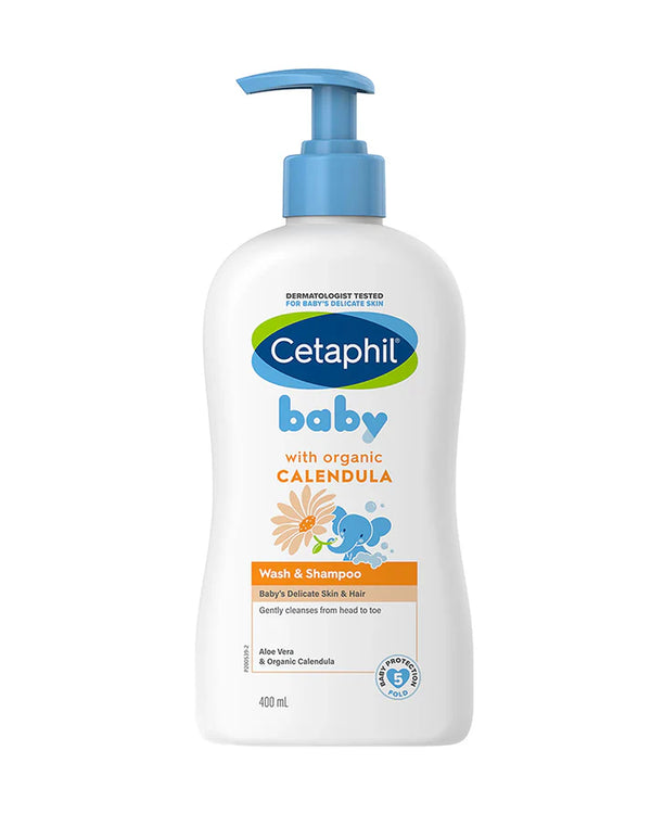 Cetaphil Baby Wash & Shampoo With Organic Calendula - 400 ml - Dezine Kids