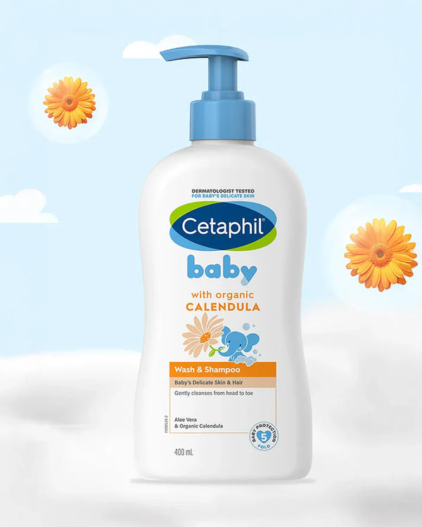 Cetaphil Baby Wash & Shampoo With Organic Calendula - 400 ml - Dezine Kids