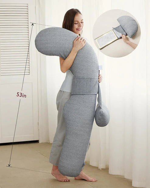 Momcozy F Shaped Pregnancy Pillow with Air Layer - Grey