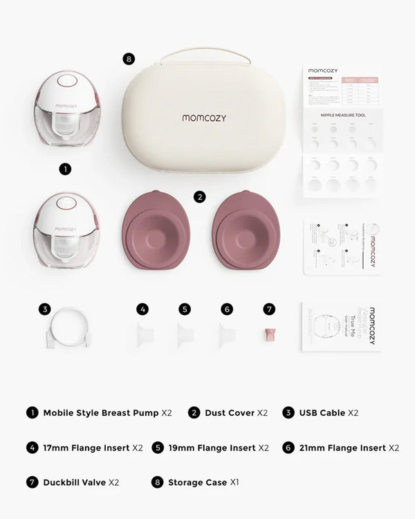 Momcozy M6 Wearable Electric Breast Pump, Flange Size: 24mm, Pack of 2 - Cozy Red