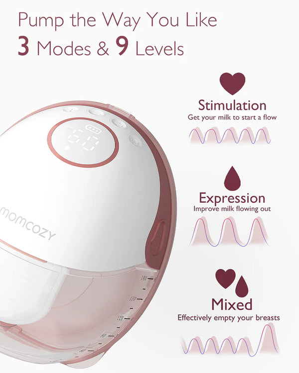 Momcozy M6 Wearable Electric Breast Pump, Flange Size: 24mm, Pack of 2 - Cozy Red