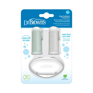 Dr.Browns Silicone Finger Toothbrush with Case Pack of 2 - Grey & Light Green