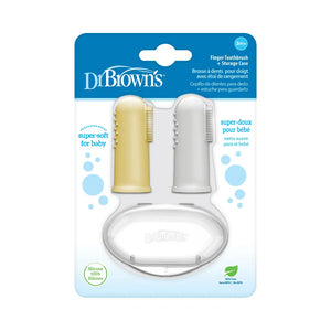 Dr.Browns Silicone Finger Toothbrush with Case Pack of 2 - Grey & Yellow