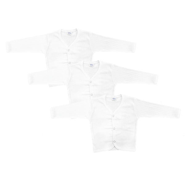 "Baby front open thermal full sleeve top – pack of 3 warm cotton tops"