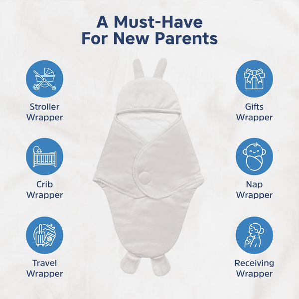 Hopop Baby Soft Fleece Hooded Wrapper Blanket - Dezine Kids