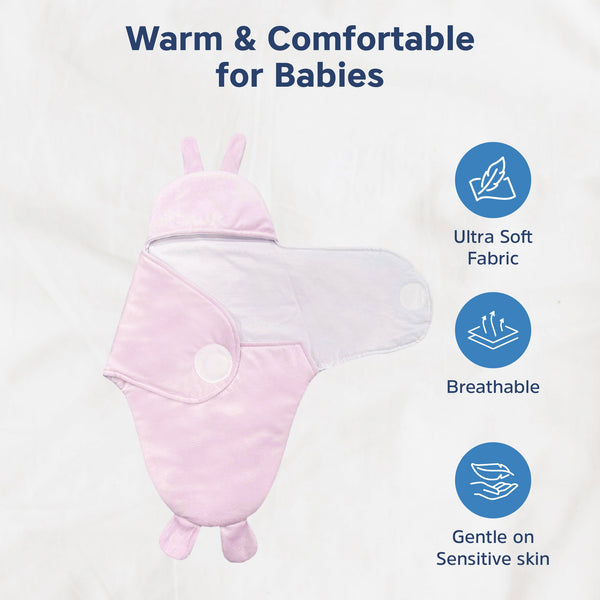 Hopop Baby Soft Fleece Hooded Wrapper Blanket - Dezine Kids