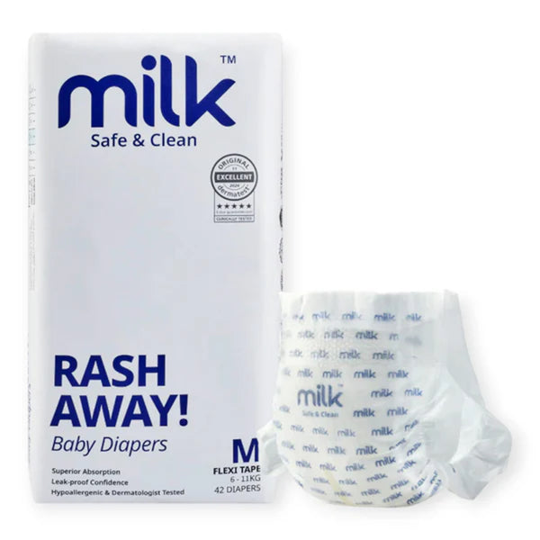 Milk Baby Diaper Flexi Tape , Size M, 42 Pcs, 6 To 11 KG