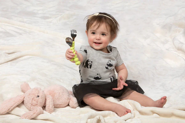 Melii Silicone & Stainless Steel Caterpillar Spoon & Fork Set - Dezine Kids