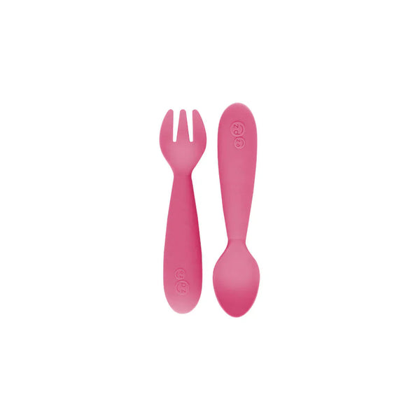 EzPz Mini Utensils for Toddlers (Spoon & Fork) - Pink