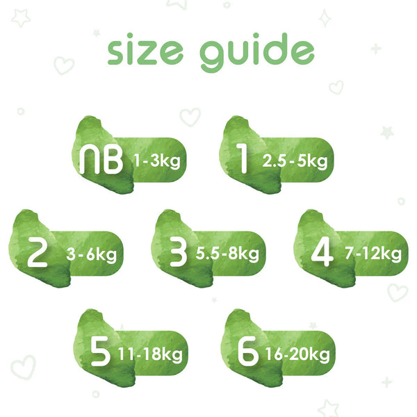 Pureborn Organic Bamboo Diapers Assorted Print Size 2 (3-6 Kg) - 64 Count
