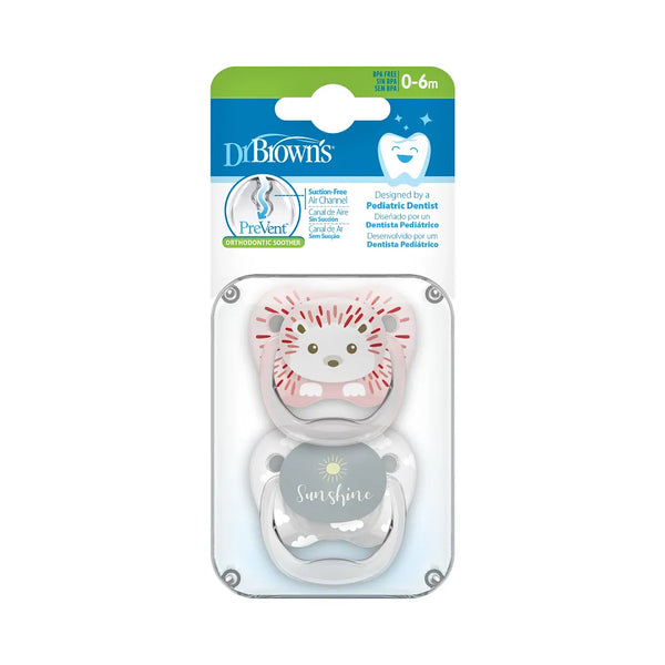 Dr.Browns PreVent Pacifiers Printed Shield Soother, Stage 1, 2-Pack - Dezine Kids