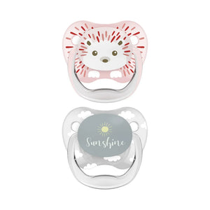 Dr.Brown Prevent Pacifiers Printed Shield Soother, Stage 1, Pack of 2 - Pink & Grey