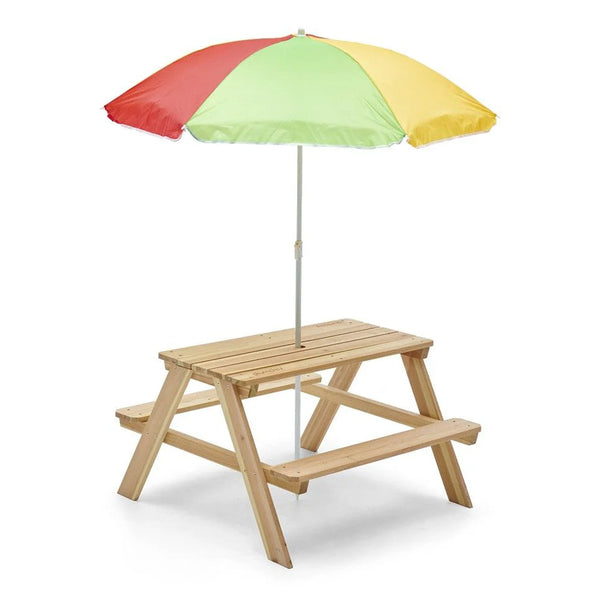 Plum Rectangular Picnic Table With Parasol (Natural)