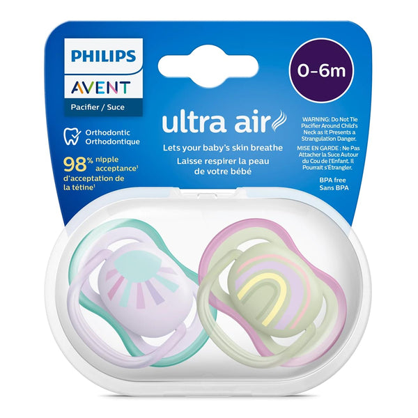 Philips Avent Ultra Air Soother 0-6 Months (Pack of 2) - Green Purple