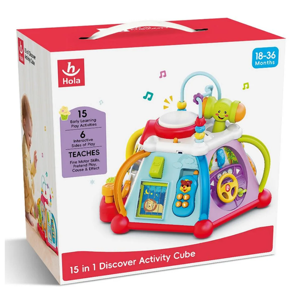 Hola 15 in 1 Discover Activity Cube: Interactive Toy for Toddlers - Dezine Kids