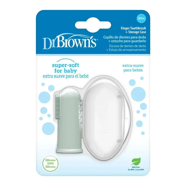 Dr.Browns Silicone Finger Toothbrush with Case - Light Green
