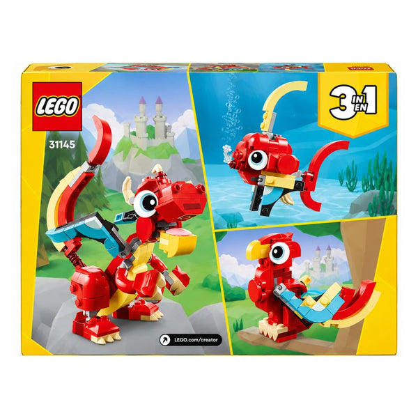 Lego Creator Red Dragon 3 in 1 Animal Toy Set, 149 Pieces