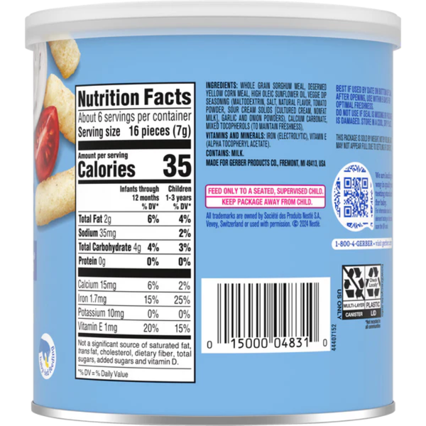 Gerber Crunchy Toddler Snacks Veggie Dip Flavor
