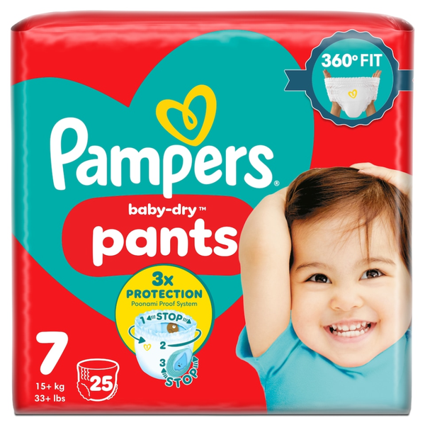 Pampers Baby Dry Nappy Pants, Size 7 - 25 Pack