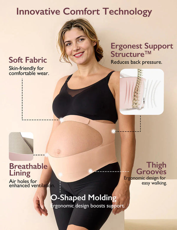 Momcozy BumpEase Ergonest Maternity Belly Band, O Shape Molding - Skin