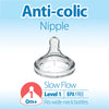 Natural Flow Wide-Neck Baby Bottle Silicone Nipple, 2-Pack