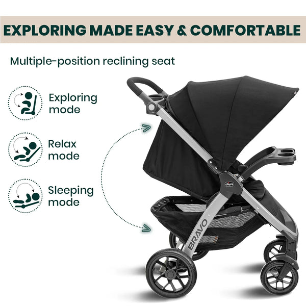 Chicco Bravo Stroller - Black - Dezine Kids