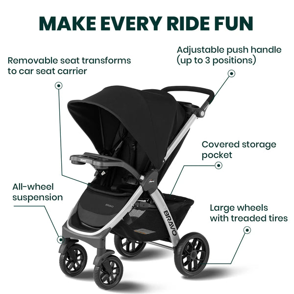 Chicco Bravo Stroller - Black - Dezine Kids