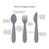 Happy Utensils for Toddlers(Spoon, Fork & Knife) - Grey - Dezine Kids