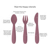 Happy Utensils for Toddlers(Spoon, Fork & Knife) - Mauve