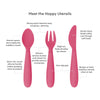 Happy Utensils for Toddlers(Spoon, Fork & Knife) - Pink
